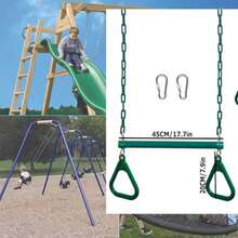 JCH-TECHVIDA Barra de Trapecio Columpio Columpios para el Patio Trasero Barras de Mono y Accesorios para Columpios Incluye una Barra de Trapecio y una Cadena Resistente con Mosquetones de Bloqueo - Verde - Ver 8