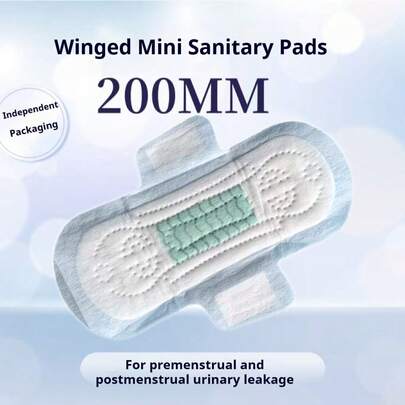 50 piezas de mini almohadillas, cómodas y transpirables, toallas sanitarias universales de 200 mm con alas, ultra delgadas y transpirables