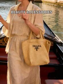 Prada Bolso de tela casual y versátil, bolso de lona para viajes, bolsa de almacenamiento - Albaricoque - Ver 5