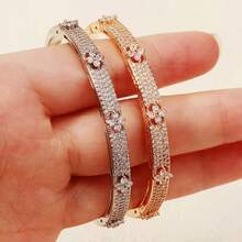 1 pieza de pulsera de circonita para mujer, un artículo sencillo y elegante para el día a día, un regalo de cumpleaños para la novia de una amiga. - Multicolor - Ver 4
