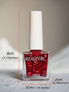 REALCHIC 10ml/Pcs, New Arrival, Stars & Heart Sequin Glitter Red Water Based Nail Polish ,Fast Dry,Long Lasting,Peel Off,Odorless,Wedding Nail Art ,Suitable For Students And Professional Use In Nail Salons,New Year Gifts - 紅色 - 查看 3
