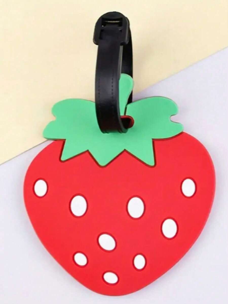 Cute Red Strawbe Silicone Luggage Tag - Cartoon Fruit Design For Children And Girls, Durable Travel Document And Address Clip, Suitable For Suitcases And Backpacks, Boarding Passes, Hangers, Travel Accessories, Travel Essentials - Multicolor - View 1