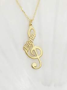 Customized Personalized Music Note Necklace With Name - Stainless Steel Treble Clef Pendant, Elegant Accessory Suitable For Daily Wear And Parties, Customized Gift For Musicians, Couples (Valentine's Day, Anniversary), Music Necklace, Classic Design For Music Lovers - Multicolor - View 4