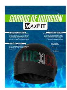 MAXFIT SPORTS UNISEX BLACK SWIMMING CAP 1 PIECE MAXFIT MEXICO-02 - Black - View 2