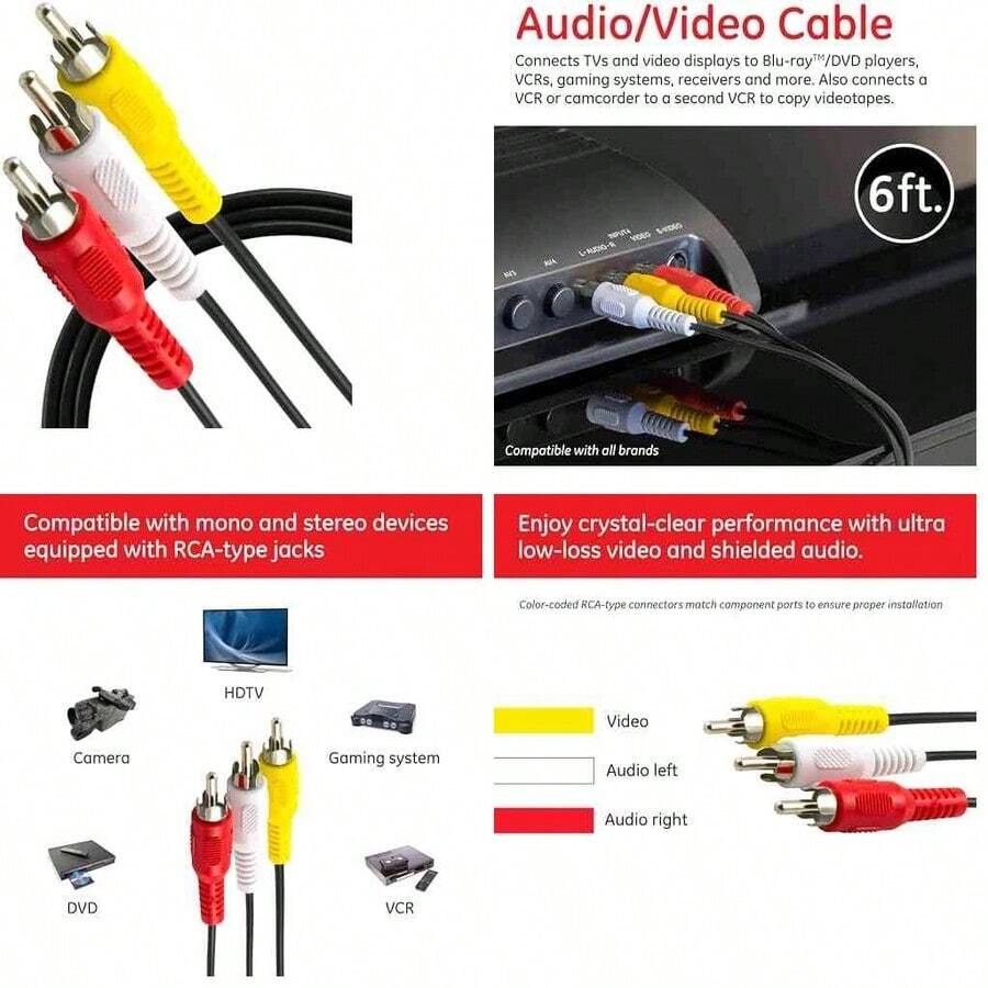 Cables - 1.8m RCA Video/audio Cable - View 1