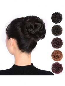 假发、发髻假发、发圈、哑光高温丝质发髻假发、发髻假发、后脑勺假发片、大号发饰、成人花朵发髻