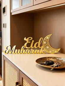 1 món đồ trang trí Eid Mubarak, hình trăng lưỡi liềm bằng gỗ 2026 dùng để trang trí bàn ăn trong tháng Ramadan, chữ cái bằng acrylic vàng, quà tặng Ramadan trong nhà bằng tiếng Ả Rập, đồ trang trí nhà cửa, lò sưởi, văn phòng theo phong cách Hồi giáo. - Nhiều màu - Xem 12