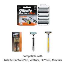 ContourPlus Razor Heads Twin Blades With New Improved Lubricating Strip,Compatible With Gillette ContourPlus, Vector 2 Razor Handles - Safety Razor - View 2