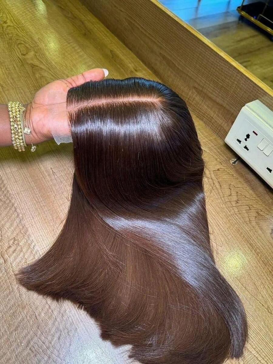 34 Inch 4# Chocolate Brown Lace Front Wig Human Hair Straight HD Lace Front Wigs Brazilian Virgin Human Hair 250% Density Colored Human Hair Wig 13x4 HD Lace Frontal Wig For Women 4# Colored Pre Plucked With Baby Hair Natural Hairline - S4 - 查看 1