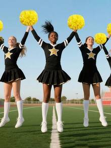 二合一啦啦队彩球，带手柄，高密度哑光成人啦啦队彩球，适用于篮球、舞蹈、体操比赛、表演、活动、团队精神、运动啦啦队配件 - 彩色 - 查看 8