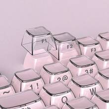 136 teclas Jelly Keycaps, Perfil OEM, capa exterior transparente, capa interior de plástico de unicolor - Rosa - Ver 2