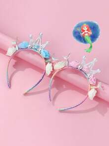 تاج بتصميم ذيل السمكة المزين بالزهور والبريق بألوان نمط الباستيل، مرصع بالراين ستون والفراشات - إكسسوار شعر خفيف الوزن للمراهقات 15+ للاستخدام اليومي والحفلات وجلسات التصوير - متعدد الألوان - مشاهدة 3
