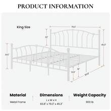 SHA CERLIN 14 Inch Twin/Full/Queen/King Size Metal Platform Bed Frame With Heart Shaped Headboard/Footboard, Under Bed Storage, Noise Free Mattress Foundation, No Box Spring Needed, Easy Assembly, White - trắng - Xem 11