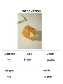1件极简半圆形镂空几何C形金属手镯，珠宝礼品，适合派对和宴会场合 - 彩色 - 查看 11