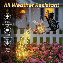 Solar Watering Can Lights,Outdoor Hanging Solar Lights Lantern,Cat Lover Gifts For Mom Women Birthday Mother's Day,Garden Waterproof Garden Decor Patio Yard Pathway Backyard (Cat-Solarlight) - 黑貓 - 查看 6