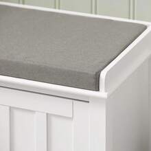 SoBuy Banc à chaussures avec rangement pour entrée, avec 2 placards et éères, placard en bois blanc, coussin confortable de 4, charge maximale 150 kg, L105xP35xH43, montage facile, FSR35- - 1 - Voir 6