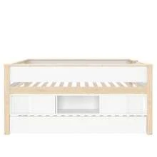Single Bed, Dimensions 90x200 Cm, With Extendable Bed, Bunk Beds, Several Storage Compartments, Without Mattress, White + Natural Colour. - White - View 7