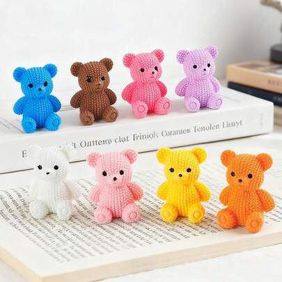 10/30/50pcs DIY Mini Resin Animal Teddy Bear Toys, Handmade Decor Accessories, Suitable For Holiday Gifts, Stocking Stuffers, Party Favors, Pranks, Desktop Decor, Car Decor, Micro Landscape, Gardening Decor, Keychain, Necklace, Moss Landscape, Luminous Small Decor, Fish Tank Decor, Blind Bag Accessories, Hair Accessories