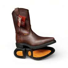 Bota De Trabaja O Vestir Uso Rudo Vaquera Industrial Piel BOVINA SUELA TACON HULE - Café - Ver 8