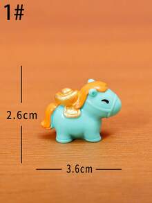 6个吉祥小马摆件，创意微景观配件，可爱桌面/床头/置物架装饰，柔和圆润的设计适合各种生活空间 - 彩色 - 查看 5