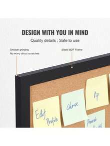 24x18 Inches Bulletin Board, Double-Sided Bulletin Board With MDF Sticker Frame, Vision Board Includes 10 Pushpins, For Display And Decoration In Office Home And School - 24'' x 18'' Double-Sided - View 5