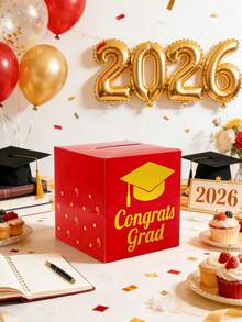 1 Bộ Hộp Thiệp Giấy Tiệc Tốt Nghiệp, Hộp Viết Lời Chúc Tốt Nghiệp In Hình Mũ Tốt Nghiệp Màu Đỏ & Vàng, Hộp Thu Thập Quyết Định Tốt Nghiệp, Đồ Dùng Tiệc Tốt Nghiệp, Trang Trí Tốt Nghiệp 2026, Phụ Kiện Trò Chơi Tiệc Tốt Nghiệp, Trang Trí Bàn Để Bàn Chúc Mừng Tốt Nghiệp, Quà Lưu Niệm Tốt Nghiệp, Quà Tặng Tiệc. - Mùa tốt nghiệp màu đỏ - Xem 10