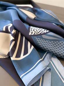 1pc Bandana Geometric Aesthetic New Scarf Square Shawl High-End Neckerchief Headscarf Scarf For Women, 70x70cm - Multicolor - View 5