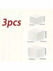 3 piezas de elevadores de autoservicio de buffet de acrílico, con fondo hueco para alimentos, postres, joyas y exhibición de figuras - Elevadores cúbicos anidados blancos para decoración de fiestas - Blanco - Ver 16