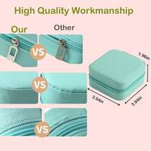 1pc Travel Jewelry Case Bridesmaid Gifts Box,Small Jewelry Box Mini Jewelry Organizer,PU Leather Portable Earring Storage Box For Women Girls Bridesmaid Proposal Gifts - Multicolor - View 3