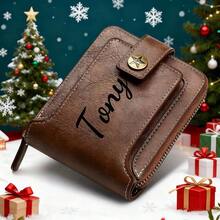 Personalized Christmas Men's Custom Wallet With Engraved Name And Logo - Retro Style Faux Leather Perfect As A Birthday Anniversary Father's Day Boyfriend Gift For Men Mini Wallet Men Wallet Leather Small Wallet - Multicolor - View 8