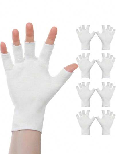 4 Pairs Eczema Gloves, Gloves Eczema For Dry Hands, Eczemas Relief, 5 Open Fingertips, One Size Fits Most, Overnight Hydration