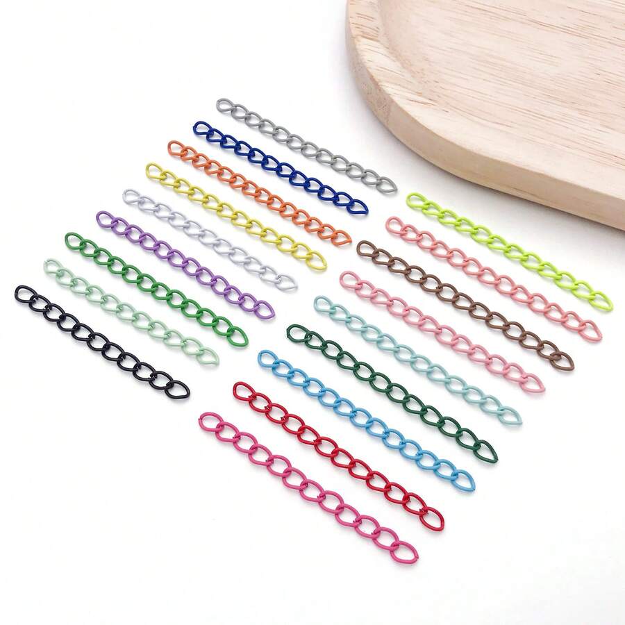 50pcs Colorful Chain Extender For Jewelry Making Spray Paint Iron Tail Extender Chain Necklace Bracelet Extension Chain For Necklace Bracelet Earring Jewelry Making Finding