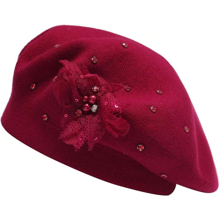 Reversible French Beret Cap For Women Solid Color Mosaic  display picture 3