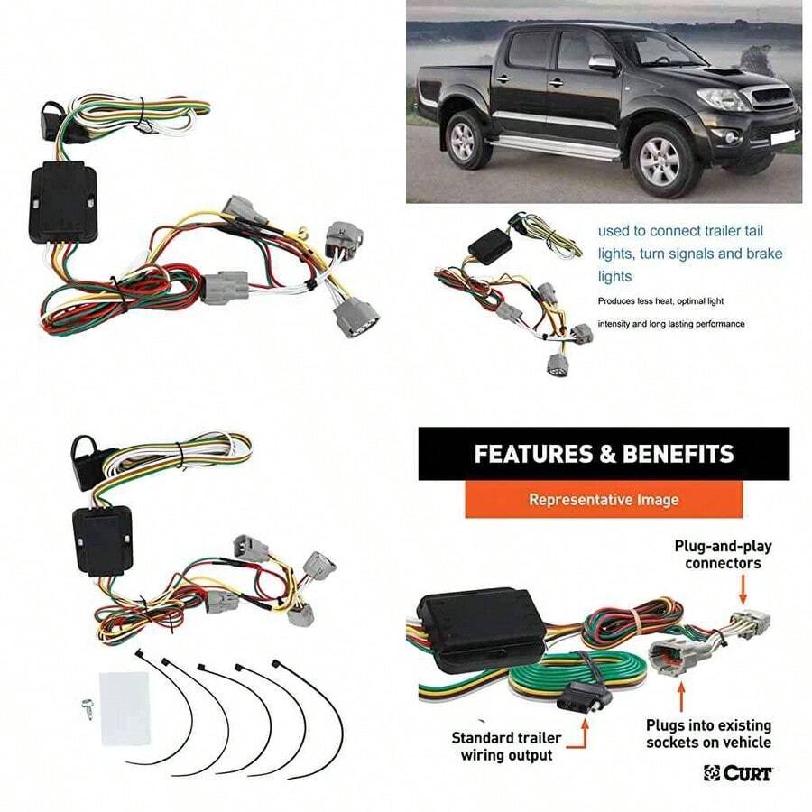 Arns de Cableado de Remolque de 4 Pines 55513 para Hilux T100, Fcil de Instalar, Nmero OE Incluido, Material Duradero - como se muestra en la figura - Ver 1