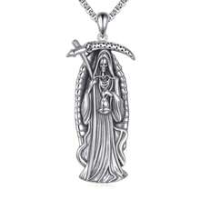 Collar plata hombre diseño cruz santa muerte diseño religioso protector amuleto halloween - como en la foto - Ver 2