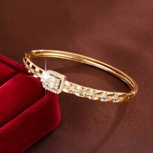 1件 优雅花卉设计 立方氧化锆镶嵌 女士时尚手链 - 彩色 - 查看 4