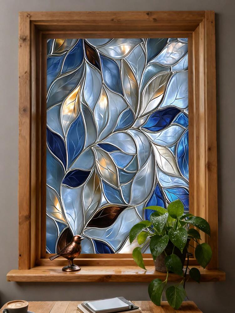 Una sola hoja de película de privacidad, película de vidrio esmerilado, película de aislamiento térmico, adsorción electrostática y película decorativa sin adhesivo para ventanas, adecuada para decoración del hogar, oficina y baño (44.5 x 100 cm) - Multicolor - Añade 10