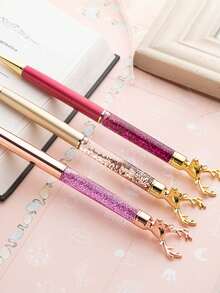 1支闪光鹿圆珠笔，金粉油性金属圆珠笔，适合作为员工礼物、情人节礼物 - 彩色 - 查看 6