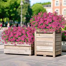 3束14.96英寸户外仿真花，抗紫外线塑料材质，适合春夏花园、窗台、花盆、花瓶、室内外家居装饰 - 玫色 - 查看 2