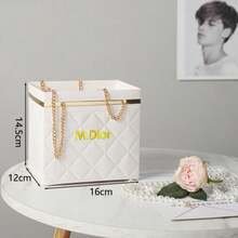 M.Dior 2件套情人节花束礼盒，DIY情人节花束，情人节礼物，情人节礼盒，DIY手工花束礼品，包含花纸盒、花瓶、花店包装袋和金属链，手提包装篮，适用于婚礼和派对 - 彩色 - 查看 6