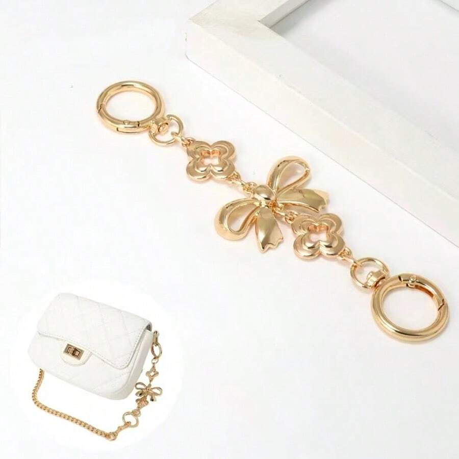 Adjustable Metal Chain Strap Extender, Suitable For Handbags, Crossbody Bags, And Various Bags, Versatile Replacement Chain Strap, Shoulder Strap, Decoration And Transformation Accessory With Dual Keychains - Gold - View 1