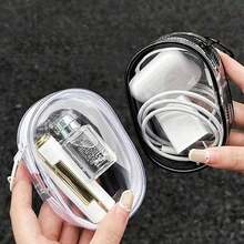 1 Transparent Multi-Purpose Data Cable Storage Bag With Hook Design, Portable Storage For Headphones When Traveling, Suitable For Travel - 黑色 - 查看 6