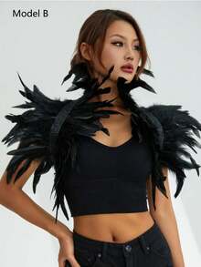 Gothic Style Long Feather Shawl, Costume Accessory For Masquerade, Festivals, Cosplay - Multicolor - View 5
