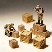 1:87 Scale 3D Printed Miniature Wooden Crates, Sand Table Scene Model Props, HO Scale Train & Building Model Layout Accessories, DIY Materials - Khaki - View 5