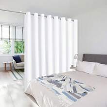 Patio Door Curtain Sound Blocking, Bedroom Privacy Room Divider Curtain Screen Partitions, Thermal Insulated Blackout Closet Sliding Door Curtain (1 Panel, 8.3ft Wide By 7ft Long, Gray) - White - 查看 12