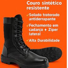 Men's Tactical Military Boot, Synthetic Leather, Combat Boot - Black - View 2