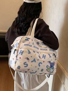 Disney 大容量多功能旅行包，时尚休闲男女通用包，情侣旅行包，防水材质，旅行收纳包，夏季过夜包，行李包，干湿分离带鞋仓，易折叠，可扩展单肩包，多功能拉链背包，返校行李包，迪士尼商务旅行包 - 彩色 - 查看 8