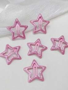 20个/10个/6个彩色星形油滴侧夹刘海发夹，可爱女童款 - 彩色 - 查看 16