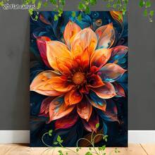 1PC 2D Modern Multicolored Flowers Wall Art Canvas Printed Materials, Wall Decoration Posters, Unique Creative Wall Art Decorations, Bathrooms, Living Rooms, Bedrooms, Offices, Dining Rooms, Artworks, Perfect Gifts And Decorations, 2D Flat Surface, Ideal Choice For Giving Gifts During Christmas, New Year And Other Festivals, Very Suitable For Room Decoration - 橘色 - 查看 1