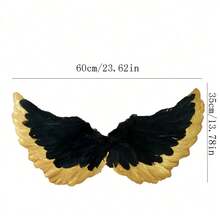 Women/Girls White, Black, Gold Feather Angel Wings With Elastic Band, Party Supplies - Multicolor - View 6